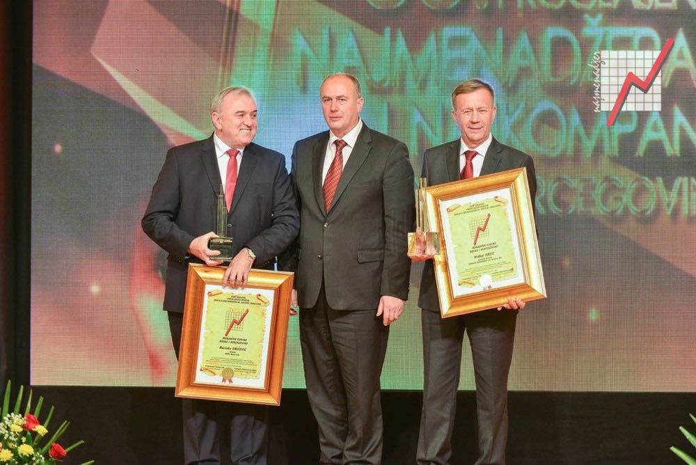 Marinko Umićević i Midhat Terzić (preuzeo zamjenik) su dobili nagradu Najmenadžer BiH 2015. za Životno djelo